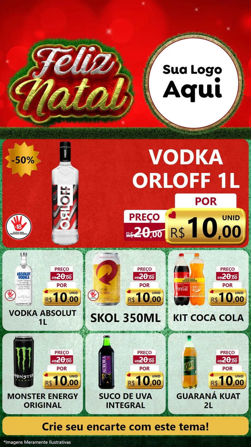 Modelo de Rede Social para Stories com o tema Feliz Natal para Distribuidora de bebidas