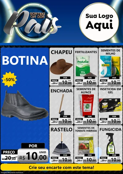 Modelo de Encarte para Encarte A4 Vertical com o tema Sorteio Dia Dos Pais para Agropecuária