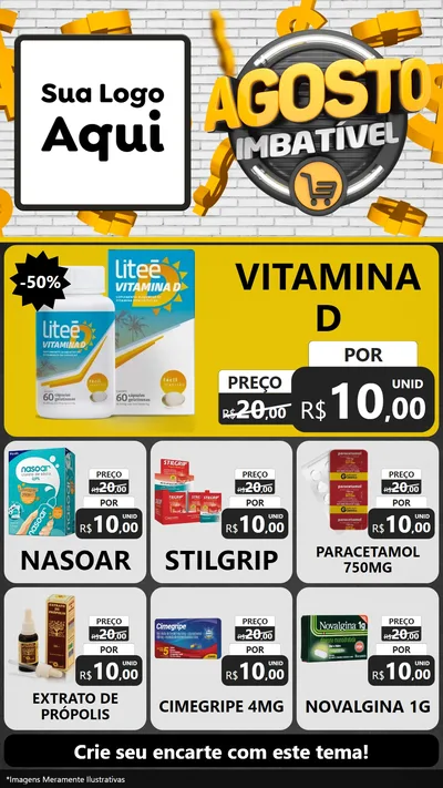 Modelo de Rede Social para Stories com o tema Agosto imbatível para Farmácia