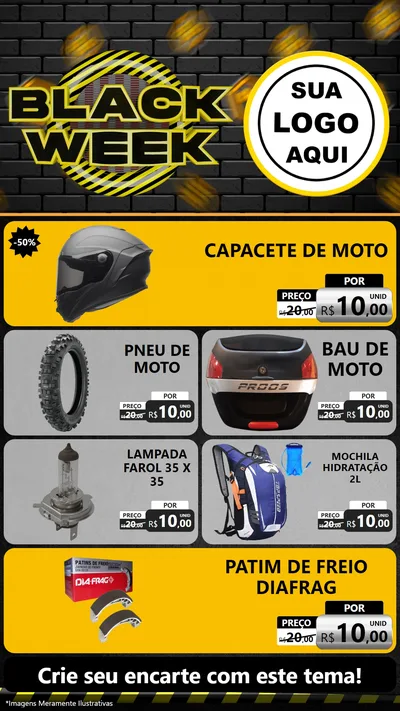 Modelo de TV para TV Vertical com o tema Black Week para Moto peças