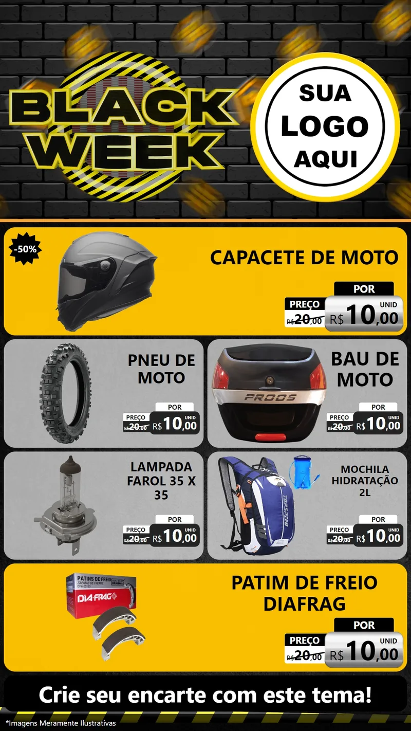 Modelo de TV para TV Vertical com o tema Black Week para Moto peças