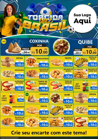 Modelo de Encarte para Encarte A4 Vertical com o tema Torcida Vai Brasil - Copa para Salgadaria