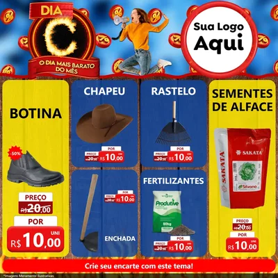Modelo de Rede Social para Feed Facebook com o tema Dia C - O Dia Mais Barato Do Mês para Agropecuária