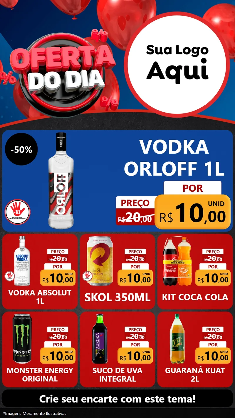 Modelo de Rede Social para Stories com o tema Oferta do Dia para Distribuidora de bebidas