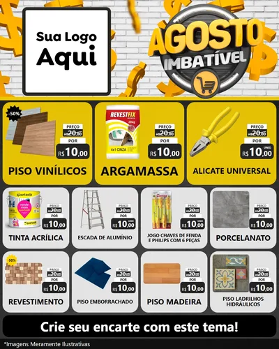 Modelo de Rede Social para Feed Instagram com o tema Agosto imbatível para Material para Construção