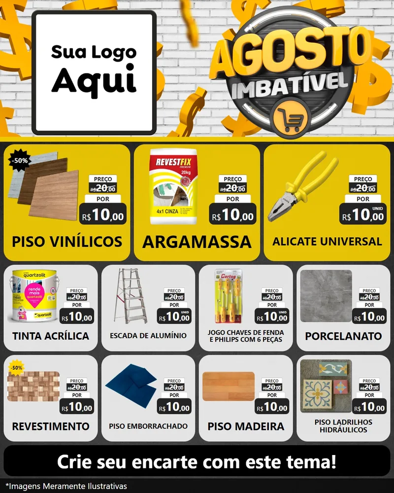 Modelo de Rede Social para Feed Instagram com o tema Agosto imbatível para Material para Construção