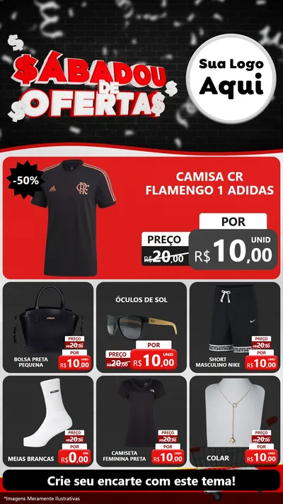 Modelo de Rede Social para Stories com o tema Sabadou de Ofertas para Roupas e acessórios