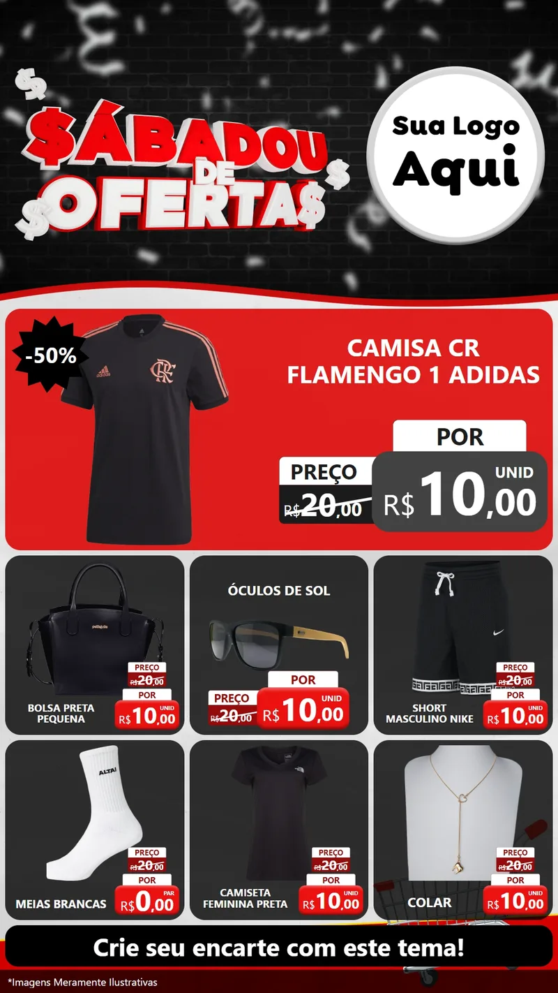 Modelo de Rede Social para Stories com o tema Sabadou de Ofertas para Roupas e acessórios