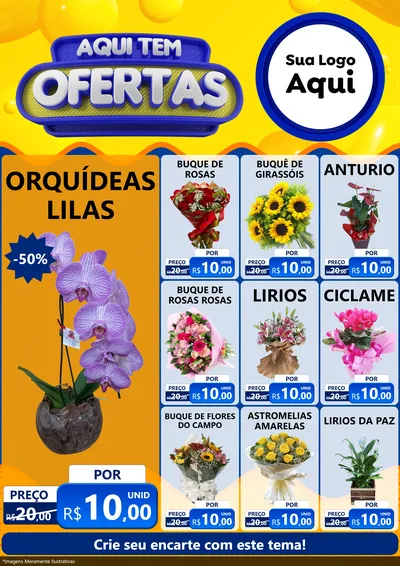 Modelo de Encarte para Encarte A4 Vertical com o tema Aqui Tem Ofertas para Floricultura e jardim