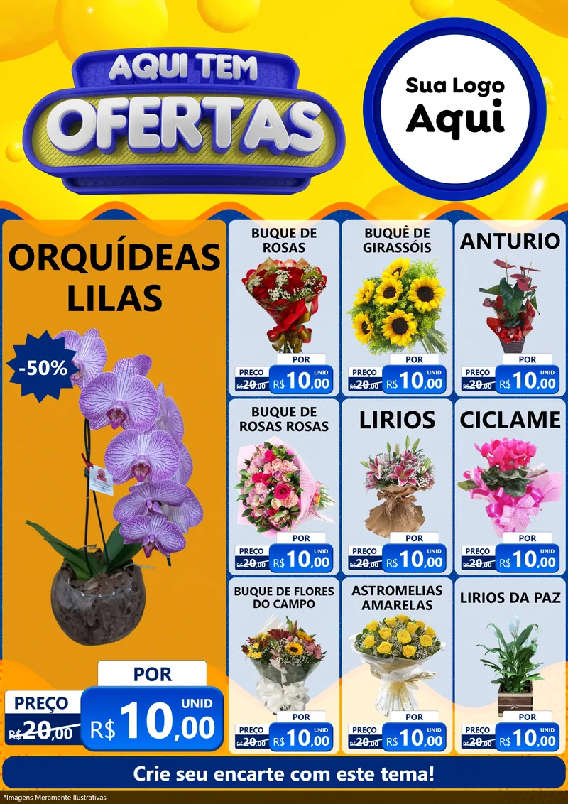 Modelo de Encarte para Encarte A4 Vertical com o tema Aqui Tem Ofertas para Floricultura e jardim