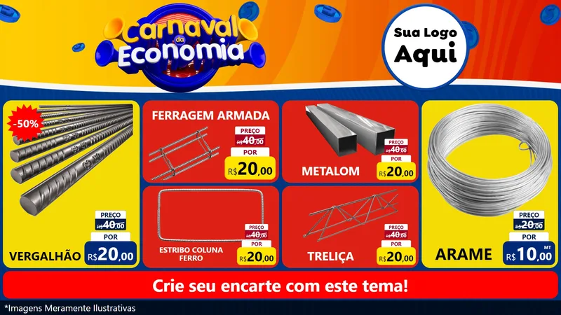 Modelo de TV para TV Horizontal com o tema Carnaval da Economia para Ferragens