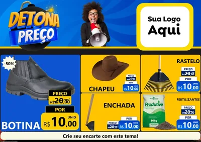 Modelo de Encarte para Encarte A4 Horizontal com o tema Detona Preços para Agropecuária