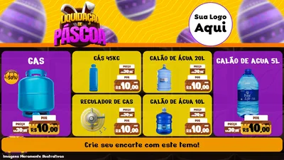 Modelo de TV para TV Horizontal com o tema Liquidação de Páscoa para Água e gás
