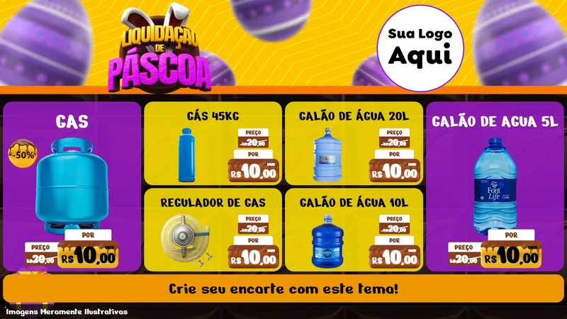 Modelo de TV para TV Horizontal com o tema Liquidação de Páscoa para Água e gás