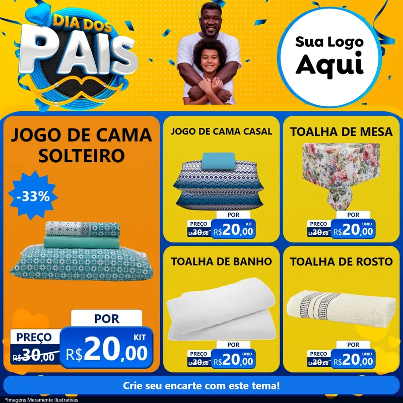 Modelo de Rede Social para Feed Facebook com o tema Dia dos Pais para Cama, Mesa e Banho