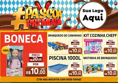 Modelo de Encarte para Encarte A4 Horizontal com o tema Páscoa Premiada para Brinquedos