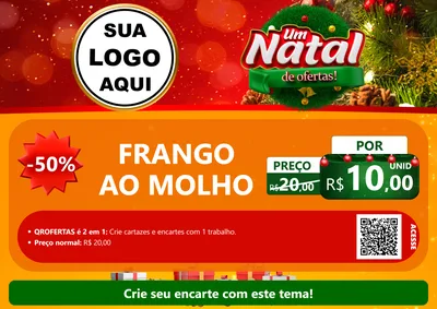 Modelo de Cartaz para Cartaz A4 Horizontal com o tema Um Natal de Ofertas para Restaurante