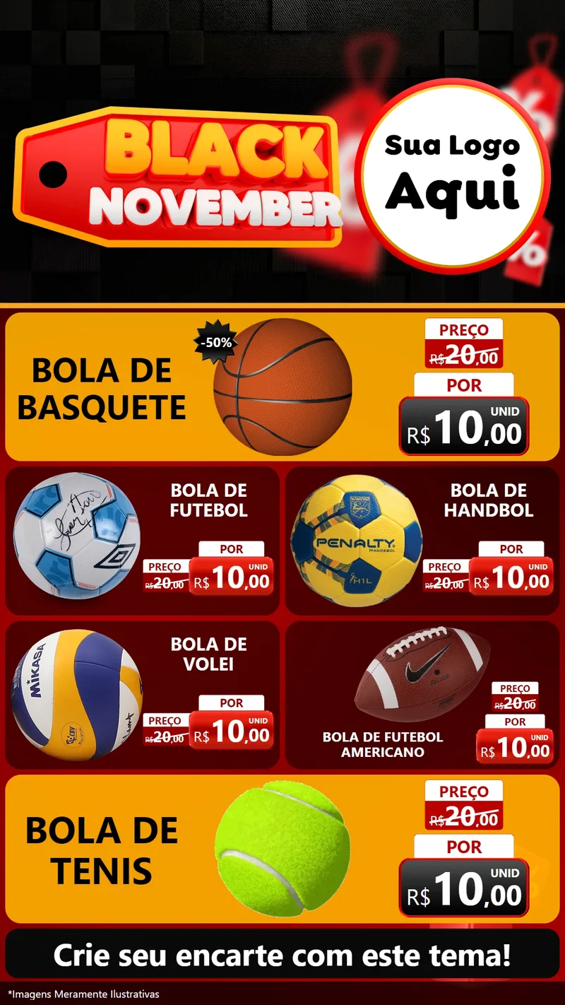 Modelo de TV para TV Vertical com o tema Black November para Artigos Esportivos