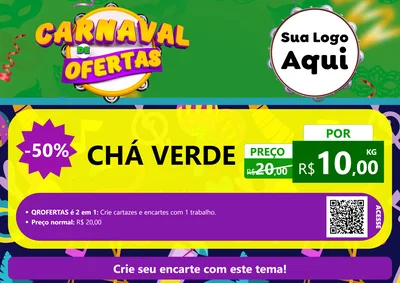 Modelo de Cartaz para Cartaz A4 Horizontal com o tema Carnaval de Ofertas para Produtos Naturais