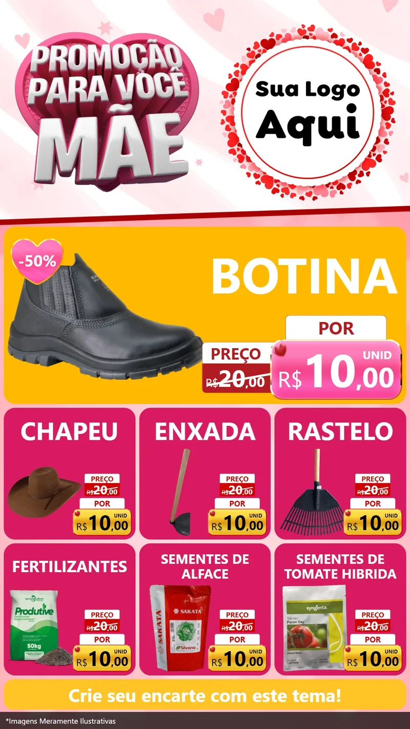 Modelo de Rede Social para Stories com o tema Promoção Para Você Mãe para Agropecuária