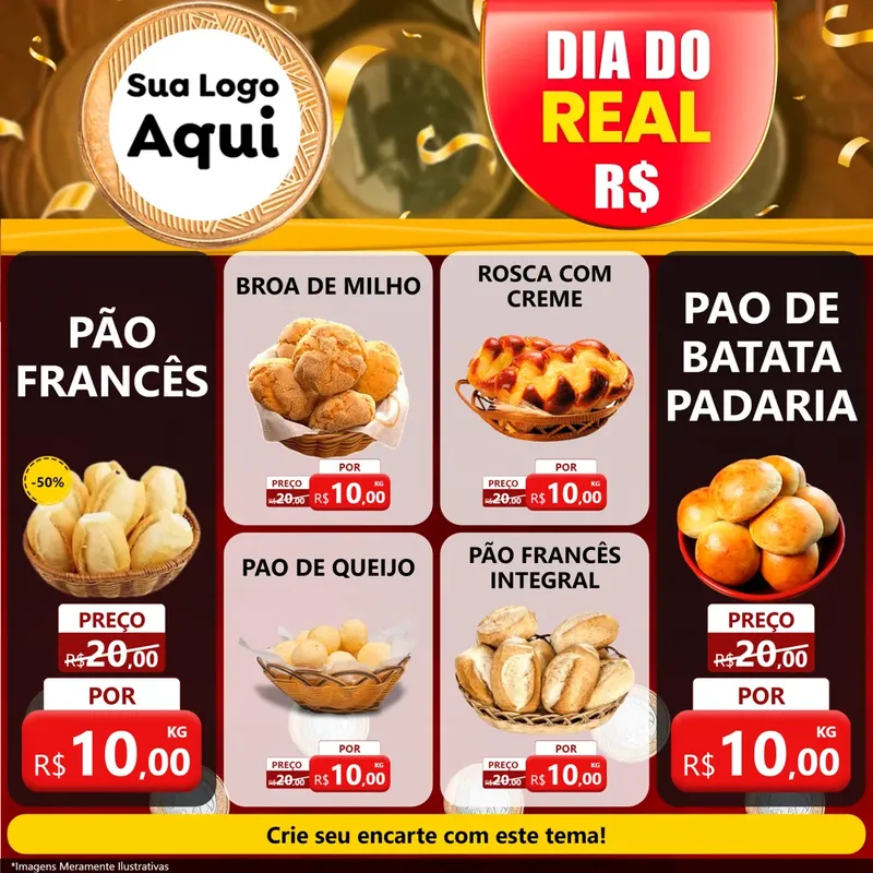 Modelo de Rede Social para Feed Facebook com o tema Dia do Real para Padaria