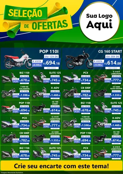 Modelo de Encarte para Encarte A4 Vertical com o tema Seleção de Ofertas - Copa para Concessionaria de Motos