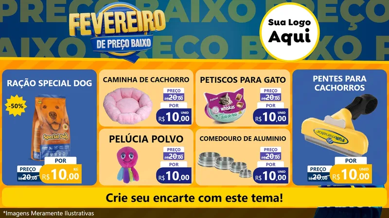 Modelo de TV para TV Horizontal com o tema Fevereiro de Preço Baixo para Pet Shop