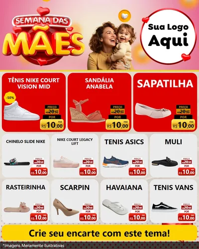 Modelo de Rede Social para Feed Instagram com o tema Semana das Mães para Calçados