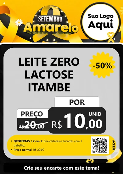 Modelo de Cartaz para Cartaz A4 Vertical com o tema Setembro Amarelo para Frios e Laticínios