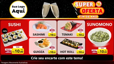 Modelo de TV para TV Horizontal com o tema Super Oferta Fim de Ano para Comida japonesa
