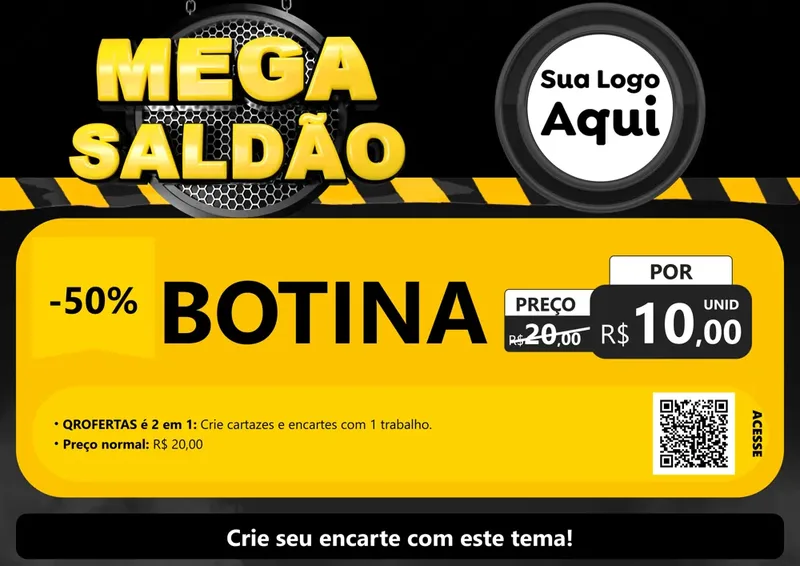 Modelo de Cartaz para Cartaz A4 Horizontal com o tema Mega Saldão para Agropecuária