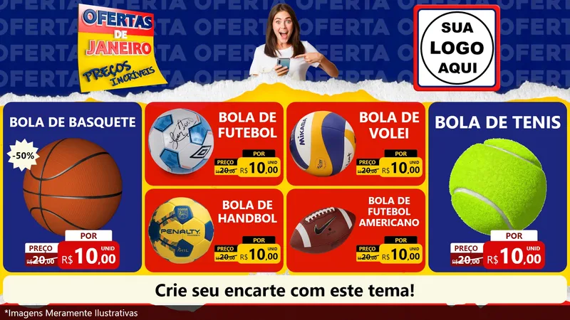 Modelo de TV para TV Horizontal com o tema Ofertas de Janeiro - Preços Incríveis para Artigos Esportivos