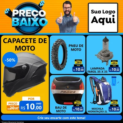 Modelo de Rede Social para Feed Facebook com o tema Preço Baixo para Moto peças