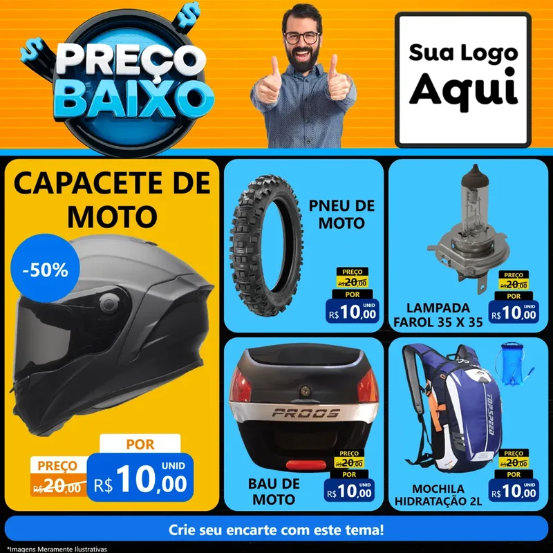 Modelo de Rede Social para Feed Facebook com o tema Preço Baixo para Moto peças