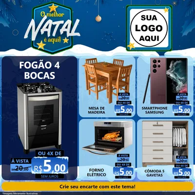 Modelo de Rede Social para Feed Facebook com o tema O Melhor Natal É Aqui! para Móveis e Eletro