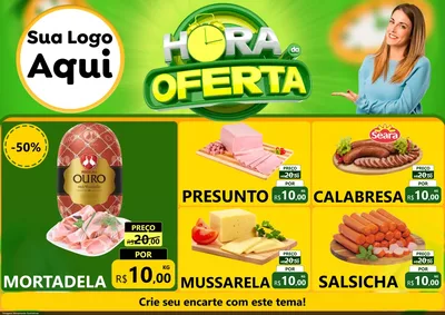 Modelo de Encarte para Encarte A4 Horizontal com o tema Hora da Oferta para Frios e Laticínios