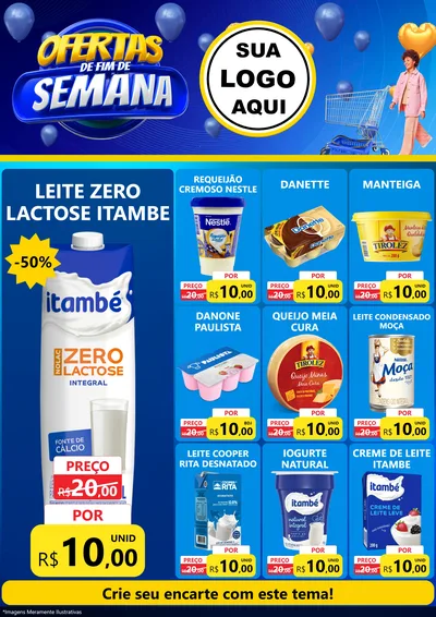 Modelo de Encarte para Encarte A4 Vertical com o tema Ofertas de Fim de Semana para Frios e Laticínios