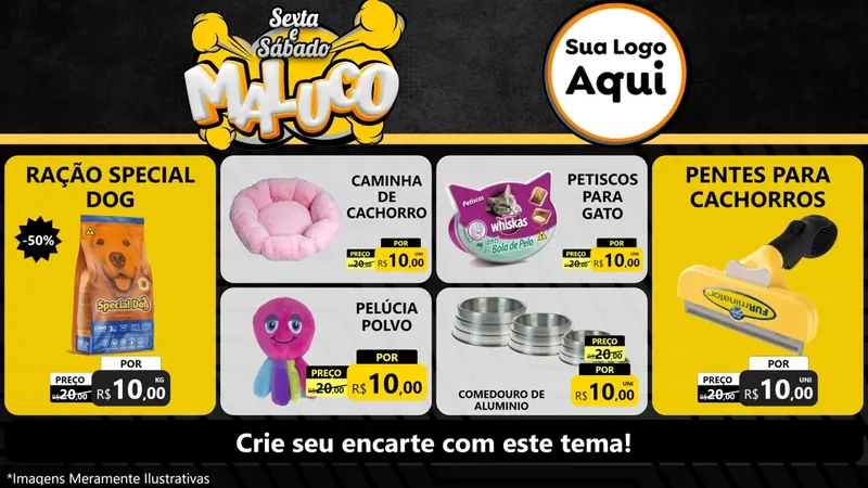 Modelo de TV para TV Horizontal com o tema Sexta e Sábado Maluco para Pet Shop