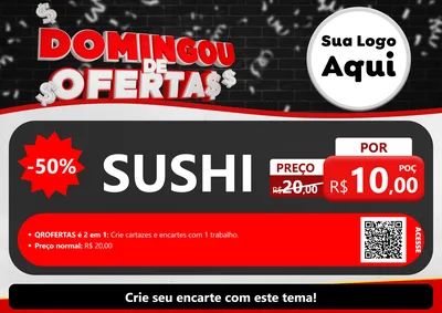 Modelo de Cartaz para Cartaz A4 Horizontal com o tema Domingou de Ofertas para Comida japonesa