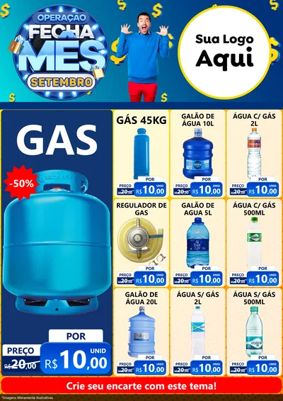 Modelo de Encarte para Encarte A4 Vertical com o tema Operação Fecha Mês Setembro para Água e gás