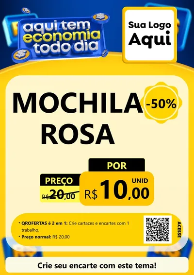 Modelo de Cartaz para Cartaz A4 Vertical com o tema Aqui Tem Economia Todo Dia para Papelaria