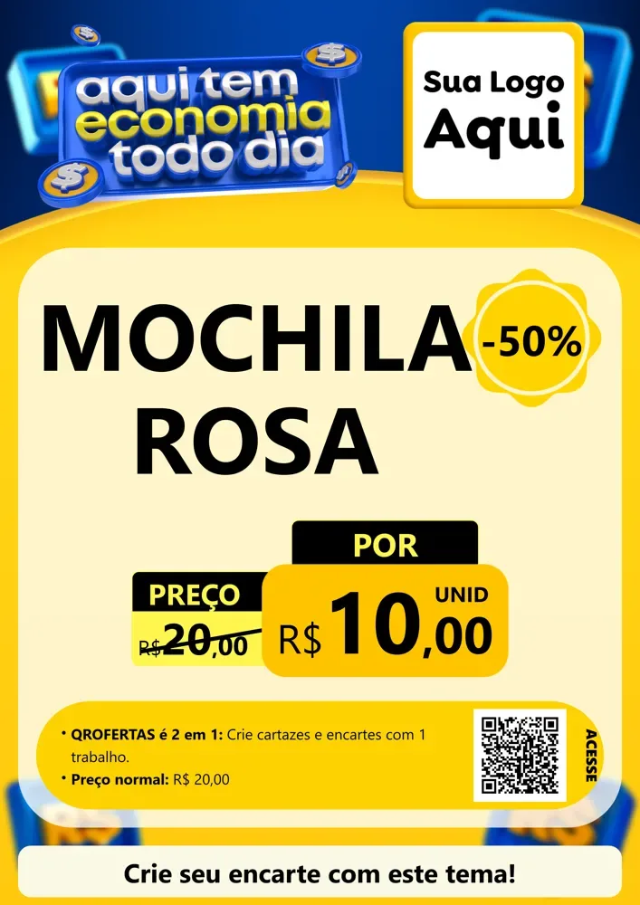 Modelo de Cartaz para Cartaz A4 Vertical com o tema Aqui Tem Economia Todo Dia para Papelaria