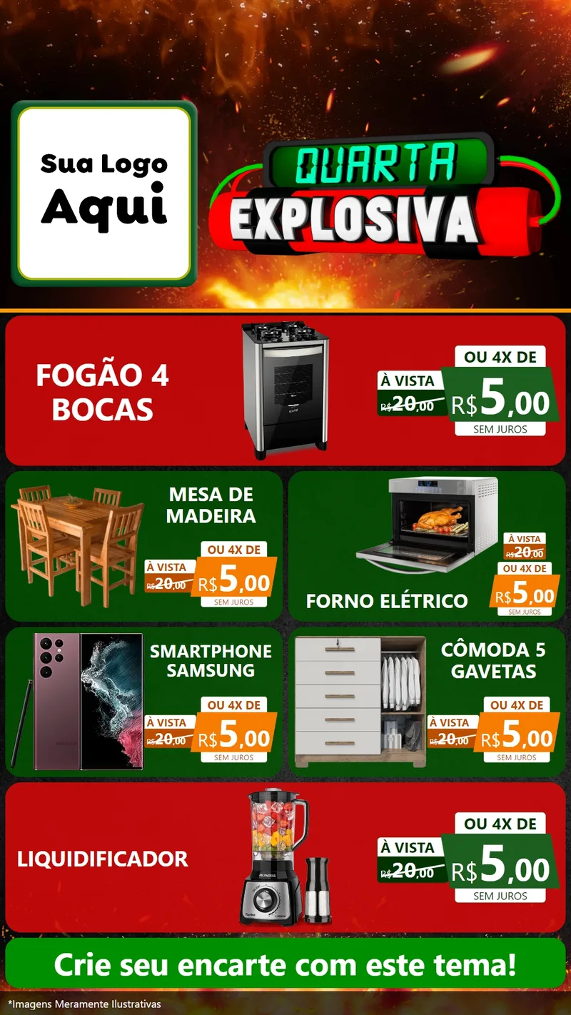 Modelo de TV para TV Vertical com o tema Quarta Explosiva para Móveis e Eletro