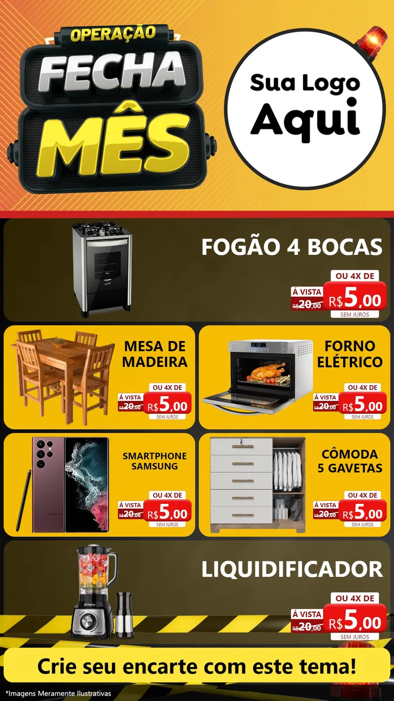Modelo de TV para TV Vertical com o tema Operação Fecha Mês para Móveis e Eletro