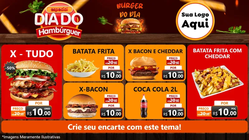 Modelo de TV para TV Horizontal com o tema Especial Dia do Hambúrguer para Hamburgueria
