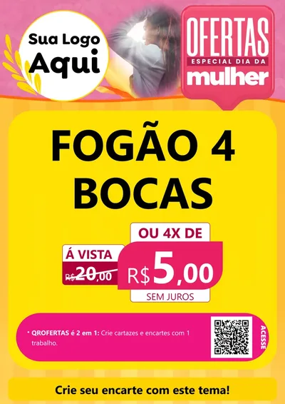 Modelo de Cartaz para Cartaz A4 Vertical com o tema Ofertas - Especial Dia Das Mulheres para Móveis e Eletro