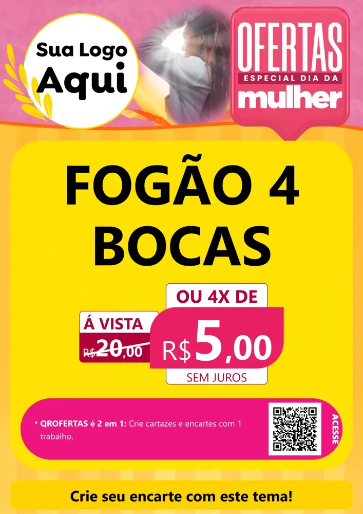 Modelo de Cartaz para Cartaz A4 Vertical com o tema Ofertas - Especial Dia Das Mulheres para Móveis e Eletro