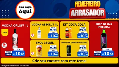 Modelo de TV para TV Horizontal com o tema Fevereiro Arrasador para Distribuidora de bebidas