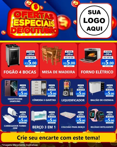 Modelo de Rede Social para Feed Instagram com o tema Ofertas Especiais de Outubro para Móveis e Eletro