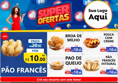 Modelo de Encarte para Encarte A4 Horizontal com o tema Super Ofertas para Padaria
